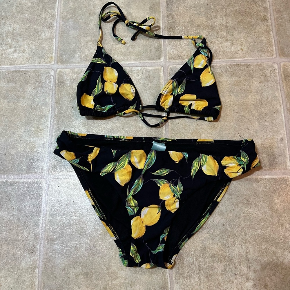 🖤Sunsets Lemon Print Bikini Set